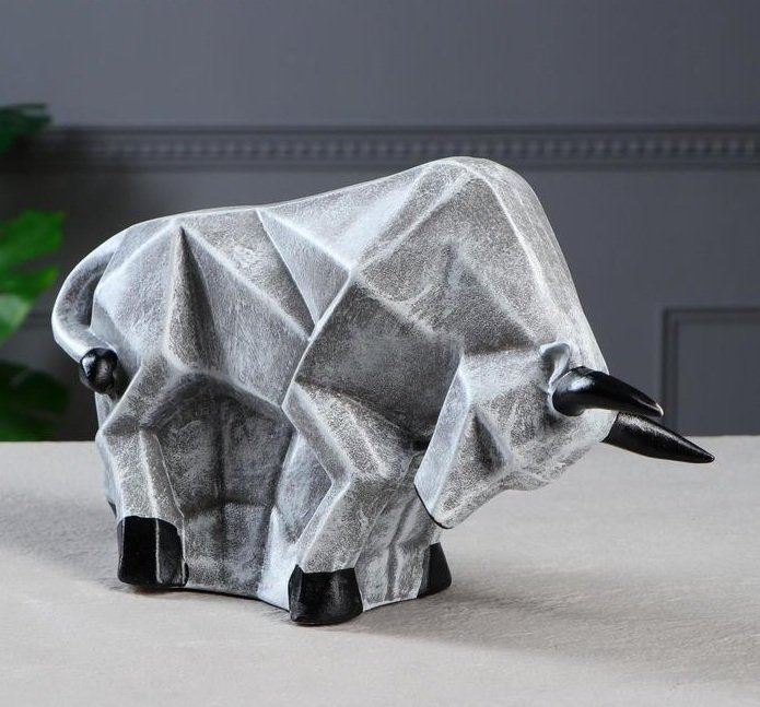 Копилка-оригами "Бык", серый камень, 16 см 