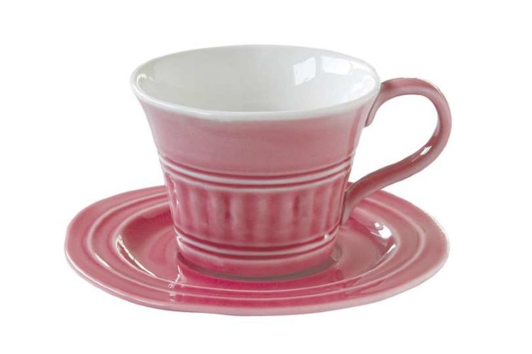 Чашка с блюдцем 0.25л (тём.розовый) "Abitare" без инд. упаковки