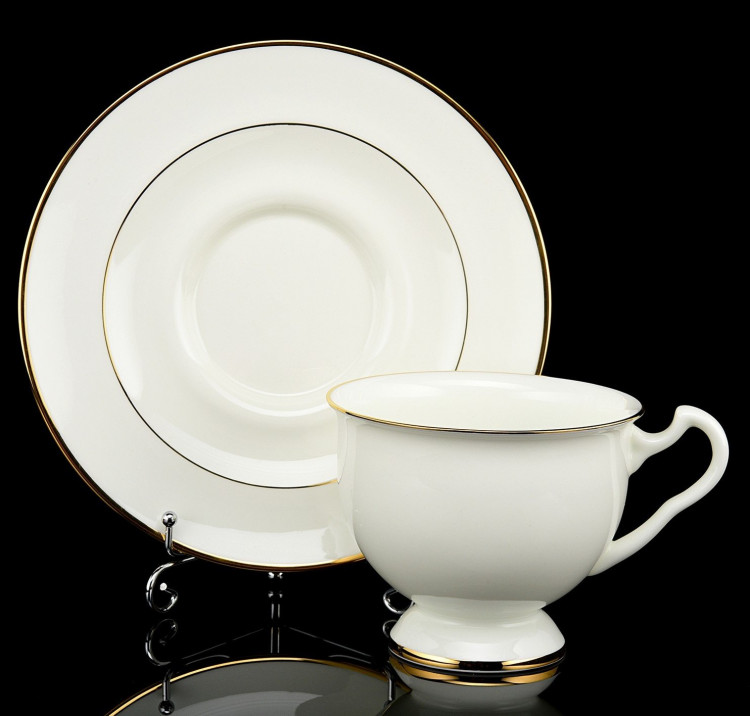 Чашка с блюдцем чайная "Золотая лента", 250 мл форма Айседора