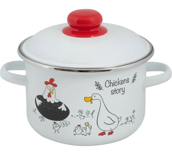 Кастрюля 2.0л цилиндрическая эмалированная Chickens’stories 