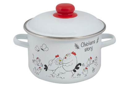 Кастрюля 3.0л цилиндрическая эмалированная Chickens’stories 