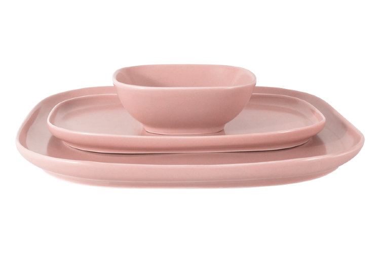 Набор "Форма" розовый: 2 тарелки + салатник в подар.упаковке