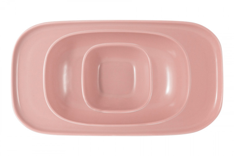 Набор "Форма" розовый: тарелка + 2 салатника в подар.упаковке 