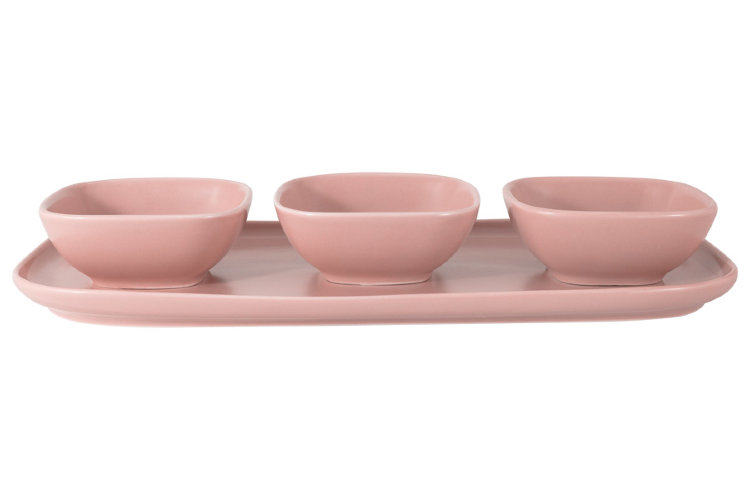 Набор "Форма" розовый: тарелка + 3 салатника в подар.упаковке  