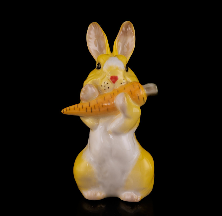 Скульптура "Желтый",форма Заяц с морковкой №2, Н=10,7 см