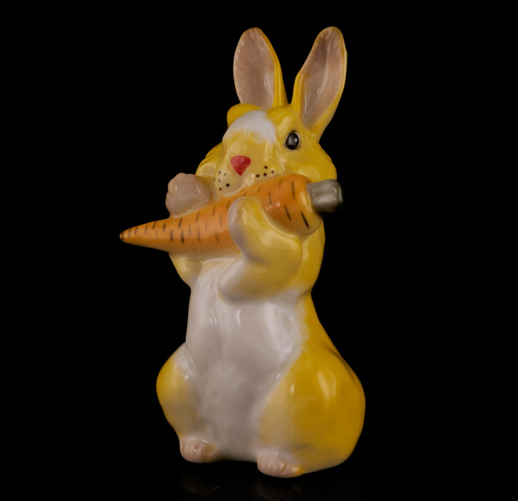 Скульптура "Желтый",форма Заяц с морковкой №2, Н=10,7 см