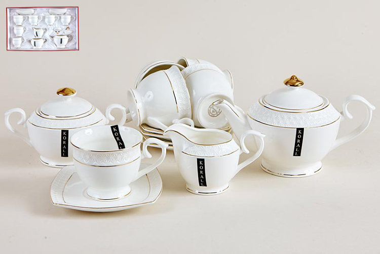 Чайный набор на 6 персон "Снежная королева", 280мл (15 предметов), кругл.