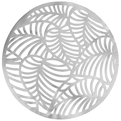 Салфетка декоративная "Тропические листья" d=38см ПВХ, серебро 