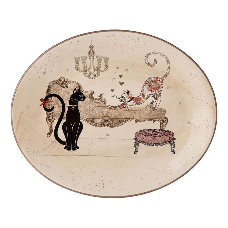 Блюдо овальное "ПАРИЖСКИЕ КОТЫ" 31,5*25,5*3см