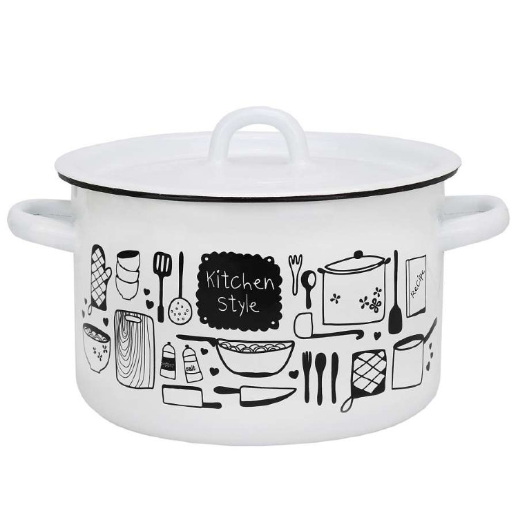 Кастрюля эмал цил Kitchen 3,0л