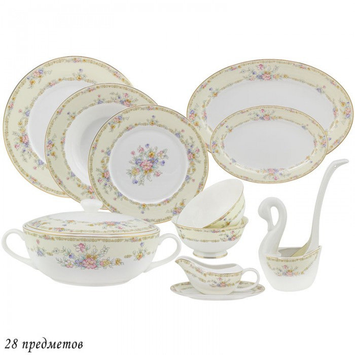 Обеденный сервиз 28пр.FLEUR в под.уп.кост.