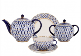 Сервиз чайный "Кобальтовая сетка", 20 пр., форма Тюльпан