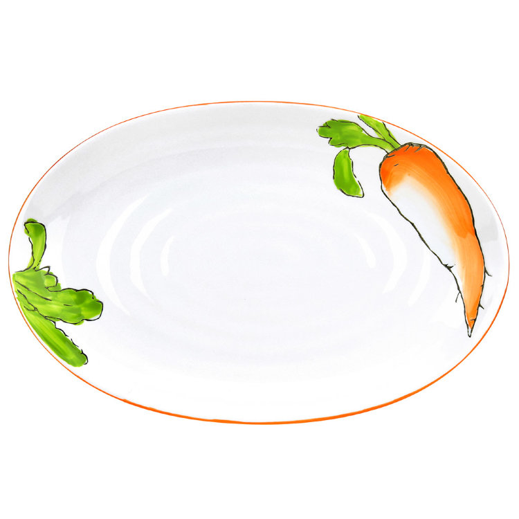  Блюдо овальное "Морковка"  308х198х35мм, подглазурная деколь