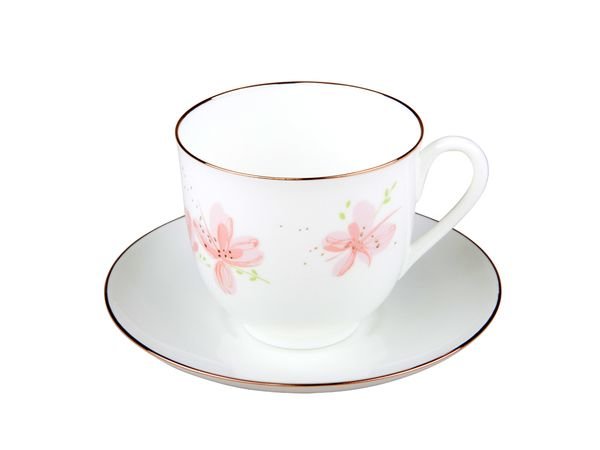 Чашка с блюдцем КН1 Ландыш Розовые цветы