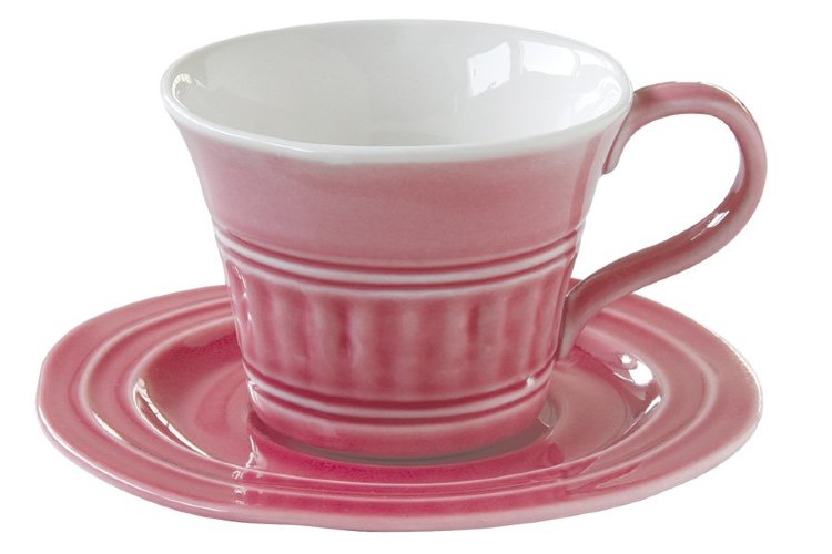 Чашка с блюдцем 0.4л (тём.розовый) "Abitare" без инд.упаковки