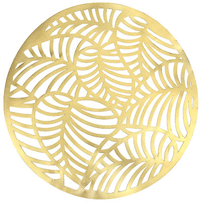 Салфетка декоративная "Тропические листья" d=38см ПВХ, золото