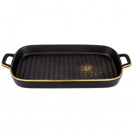 БЛЮДО ПРЯМОУГОЛЬНОЕ С РУЧКАМИ BRONCO "MIDNIGHT GOLD" 28СМ, 42-367