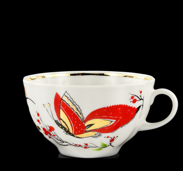 Сервиз чайный "Бабочки", 20 пр., форма Тюльпан