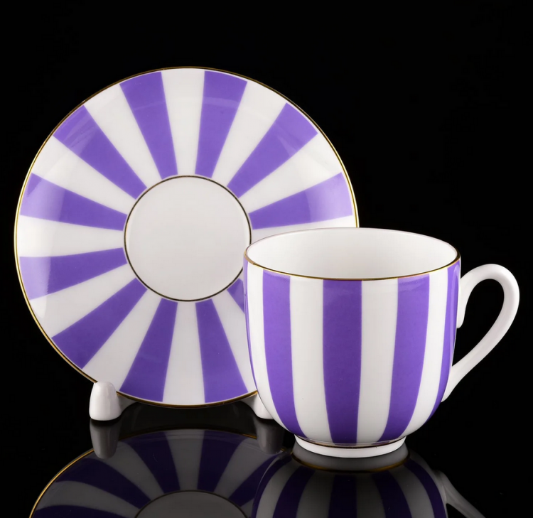 Чашка с блюдцем "Да или нет", форма Ландыш (фиолетовый)