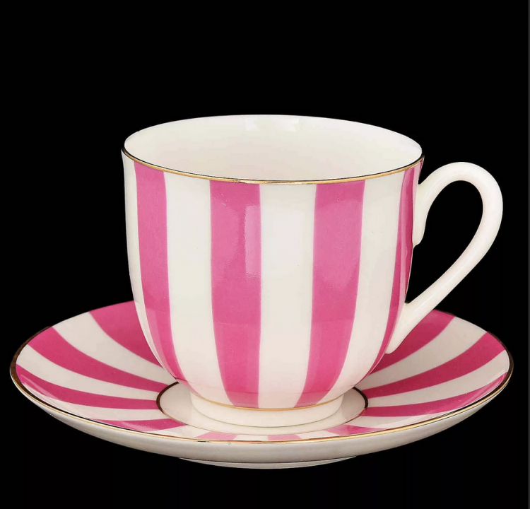 Чашка с блюдцем "Да и нет", форма Ландыш (розовый)