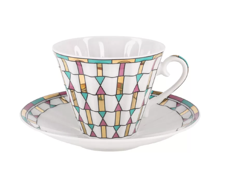Чашка с блюдцем чайная "Геометрия цвета", 235 мл форма Лучистая