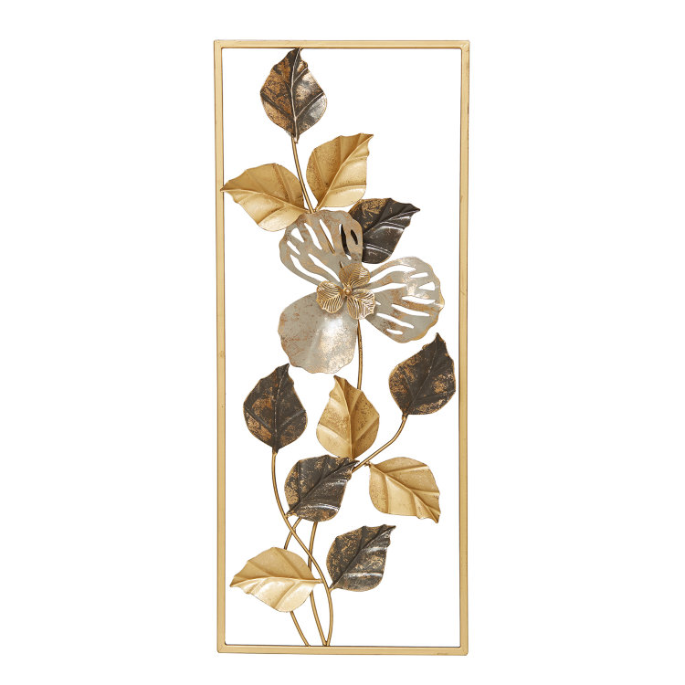 Настенный декор Janelle, серо-бежево-золотой, металл, 25х61 см
